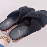 BP . Nordstrom Terry Cloth Platform Sandal Black White Slide On Flats Photo 1