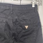 Guess ‎ Black Denim Skirt Mini with Logo Tape Trim Frayed Hem Photo 5