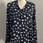 Vera Wang Floral Print Long Sleeve Blouse sz Small Officecore Contemporary Workwear Shirt Photo 0