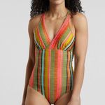 prAna [] Multi-Color Fergusen Cacti Soleil Stripe One-Piece Swimsuit Sz Medium M Photo 1