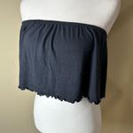 American Eagle  Lettuce Edge Ruffle Tube Top Strapless Charcoal Size Small Photo 2
