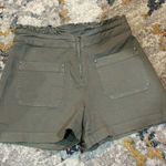 Chaser High Waist Olive Shorts Waist Ruffle Front Pockets XS Photo 0