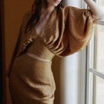 Significant Other Atillio Cloque Cropped Top and Skirt‎ Set Size: 4 Tan Photo 0