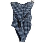 We Wore What Capri Blue Star Strapless One-Piece Tie Waist Blue Swimsuit L Photo 3