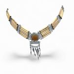 Vintage Peruvian artisan necklace bamboo beads alpaca silver Agate Charms Photo 4