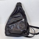 Vintage Black Leather Sling Backpack Purse Bag Women’s Fall Classic Photo 11