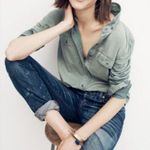 Madewell Tomboy Workshirt Army/Olive Green Button Down Long Sleeve Shirt Size XS Photo 3