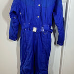 Marker Ski Suit One Piece Snowsuit Snow Bib Apres Vtg Womens size 10 cobalt blue Photo 0