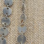 Silver Tone Flat Round Disc Linked Chains Layering Necklace Mod Disco Funky Photo 11