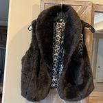 John Paul Richard  Faux Fur Vest Sleeveless Coat Womens M Glam Dressy Coffee Photo 1