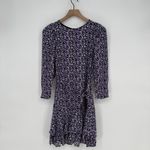 ZARA Floral Print Long Sleeve Wrap Dress Purple Black Size S Photo 1