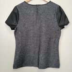 Talbots  Wool Blend Top Women Medium Faux Leather Sleeve Edgy Glam Rock Night Out Photo 6