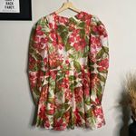 NEW AMUR‎ Dress Floral Tropical Puff Sleeve Mini Dress Red Size 8 Photo 5