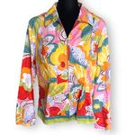Coldwater Creek  Womens Jacket Sz M Colorful Floral Zip Front Green Orange Yellow Photo 1