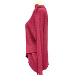 Free People  Berry Pink Asymmetrical Knit Sweater Size Large Cowl Neck Cozy Knit Photo 3