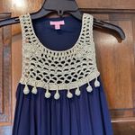 Lilly Pulitzer  Rachelle Navy Gold Crochet Swing Mini Dress Size XS Photo 2