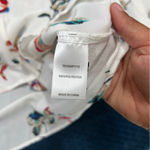 Lemon Tart Floral Print Women's Crepe Chiffon Top Tassel Tie Neck 3/4 Sleeve S White Photo 10