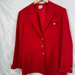 Neiman Marcus Vintage 80s  Red Silk Blazer Jacket Women's Size 10 Single Breasted Photo 8