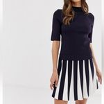 TED BAKER Hethia stretch knit highneck Knit Skater Dress Gold Zip Size 0 (US 2) White Photo 3