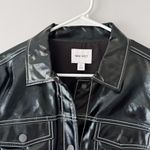 Nine West Women's Black Light Weight Vegan Shiny Leather Moto Jacket Size L Photo 8