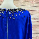 Badgley Mischka  Mark & James Royal Blue Beaded Long Sleeve Dress, Size Medium Photo 4
