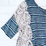 We The Free  Striped Lace Side Tunic Top Women's S/P Blue Grey Photo 2