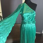 Women’s Green Pleated Maxi Dress One Shoulder Size M NEW Size M Photo 1