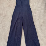 ZARA Women’s  Navy Halter Wide Leg Open Back Tailored Fit Jumpsuit Size Small Photo 0