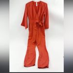 Orange Anthropologie Amadi wrap Jumpsuit casual boho fall classic bow $120 Size M Photo 3