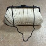 Kate Landry Vintage Pleated Satin Clutch Silver Chain Strap & Rhinestone Clasp Photo 1