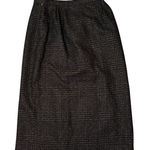 Kasper Vtg 80s 90s  Wool Blend Skirt Metallic Tweed High Waist Midi Black Gold 10 Photo 0