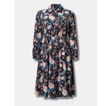 Torrid Floral Crepe De Chine Long Sleeve Button Up Midi Shirt Dress 3X Pockets Photo 2