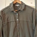 Veveret Olive Green Studded Button Up Shacket Jacket XS Women’s Casual Utilit Photo 3