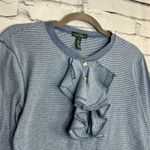 Lauren Ralph Lauren Light Blue Ruffle Long Sleeve Top 1/4 Button S Y2K Crew Photo 2