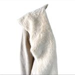 Cotton Emporium  Ivory Open Front Hooded Faux Fur Long Cardigan Jacket size small Photo 3