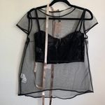 House Of CB NWT Kya Bustier Crop Top with Sheer Mesh Short Sleeve in Black Photo 0