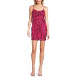 Crystal Sky Hot Pink Sequin Open Back Mini Dress Large Photo 8