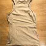 Sleeveless Workout Tank Top Racerback Slim Fitted Casual Basic Cami Khaki Small Photo 2