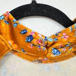 Savage Fenty Orange Velvet Floral Mini Dress Womens 10 Short Sleeve High Neck Photo 2