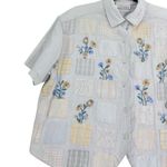 Vintage Casey & Max Button Blouse Women Large Crop Cottage Core Embroider white Photo 3
