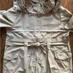 Apostrophe Womens Raincoat Rain Jacket Tan Hood Drawstring Waist Two Way Zipper Size XL Photo 7