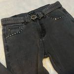 Bebe NWT high rise straight leg embellished charcoal wash jeans gray denim 8 Photo 2