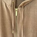 Michael Kors Sz M Tan Velour Full Zip Hoodie Jacket Sweater Pockets Photo 5