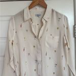 Rails  Kate Happy Hour Martini Cocktail Button Down 100% Silk Blouse Top S White Photo 4