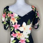 Two Palms Women's Nadina Black Hawaiian Plumeria Panel Midi Dress Plus Size 2XL Photo 1