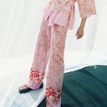 ZARA  Linen Blend Paisley Floral Printed Pull On Wide Leg Trousers Size L NEW Photo 1