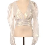 Lovers + Friends  Puff Sleeve Long Sleeve Metallic Plunge Blouse NWT $202 SOLDOUT Photo 0