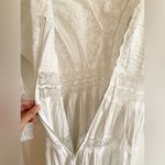 None Vintage 70s Prairie Lace Maxi Dress Flare Bell Sleeve Sheer Western Wedding Photo 9