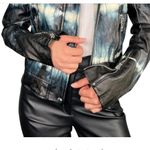 BLANK NYC Tie-Dye Moto Jacket Small S Faux Leather Zipper Accents Biker NYC Photo 2