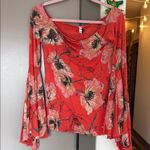 We The Free  Free People Birds Of Paradise Printed Top Off the Shoulder Photo 2
